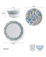 Fitz and Floyd Azure Melamine 12 Piece Dinnerware Set, Service for 4