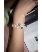 seree Isa - Pearl and green jade bracelet