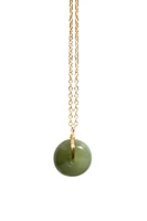 Coin — Green jade hollow necklace