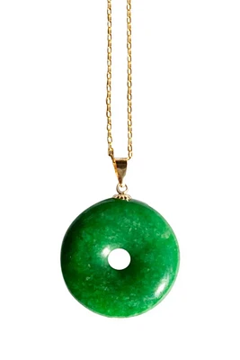 seree Medallion — Green jade cord necklace