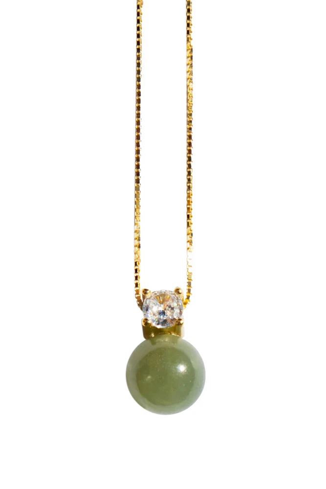 seree Esther - Green jade and zircon necklace