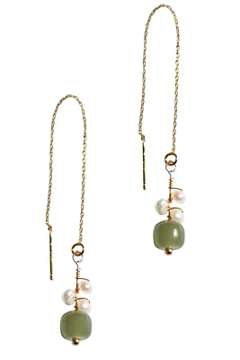 seree Madeleine - Jade and freshwater pearl drop earrings