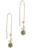 seree Madeleine — Jade and freshwater pearl drop earrings