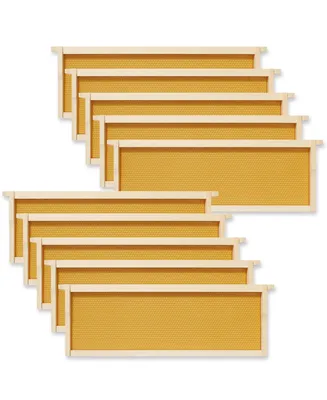 Honey Keeper 10 Assembled Beehive Frames with Waxed Natural Foundations for Beekeeping, 6-1/4 inch