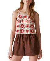 Lucky Brand Women's Crochet-Bodice Romper