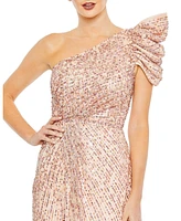 Women's Embellished Puff One Shoulder Gown