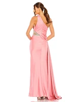 Women's One Shoulder Embellished Satin Gown