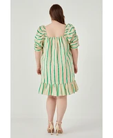 English Factory Plus Stripe Babydoll Dress