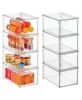 mDesign Stackable Kitchen Storage Bin Box with Pull-Out Drawer