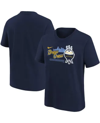 Big Boys Nike Navy Milwaukee Brewers City Connect Graphic T-shirt