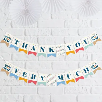 Big Dot of Happiness Thank You So Very Much - Gratitude Mini Pennant Banner - Thank You Very Much - Assorted Pre