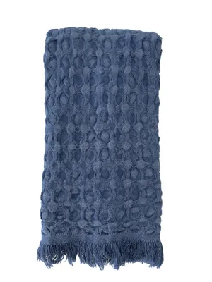 Deep Blue Turkish Cotton Waffle Hand Towel- Set of 2