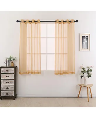 GoodGram Montauk Accents 2 Piece Grommet Top Summery Sheer Voile Window Curtain Panels For Small/Short Windows