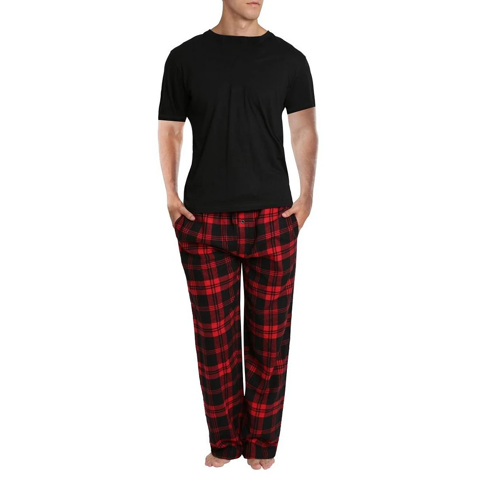 Sleep Hero Men's Short Sleeve Flannel Pajama Set