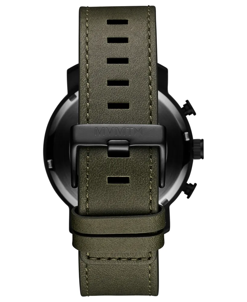 Mvmt Men's Chronograph Green Leather Strap Watch 45mm