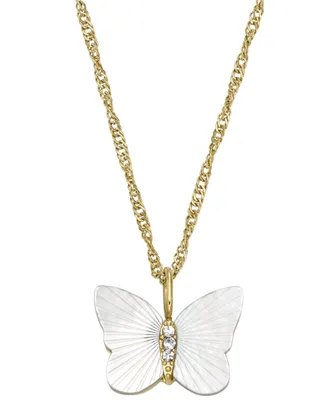 Fossil White Mother of Pearl Radiant Wings Butterfly Chain Necklace