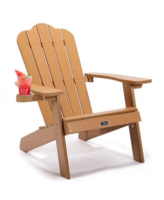 Simplie Fun Adirondack Chair Backyard Outdoor Furniture Painted Seating With Cup Holder