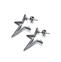 Stainless Steel Open Star Stud Earrings