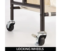 mDesign Portable Laundry Sorter with Wheels and Steel Hanging Bar