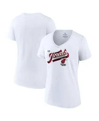 Women's Fanatics White Miami Heat 2023 Eastern Conference Champions Locker Room Plus V-Neck T-shirt