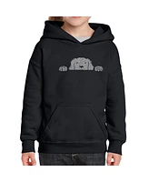 Big Girl's Word Art Hooded Sweatshirt - Peeking Dog