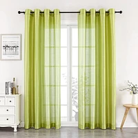 Kate Aurora Artisan Lightweight Transparent Faux Silk Sheer Grommet Single Curtain Panel