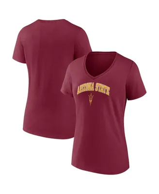 Women's Fanatics Maroon Arizona State Sun Devils Evergreen Campus V-Neck T-shirt