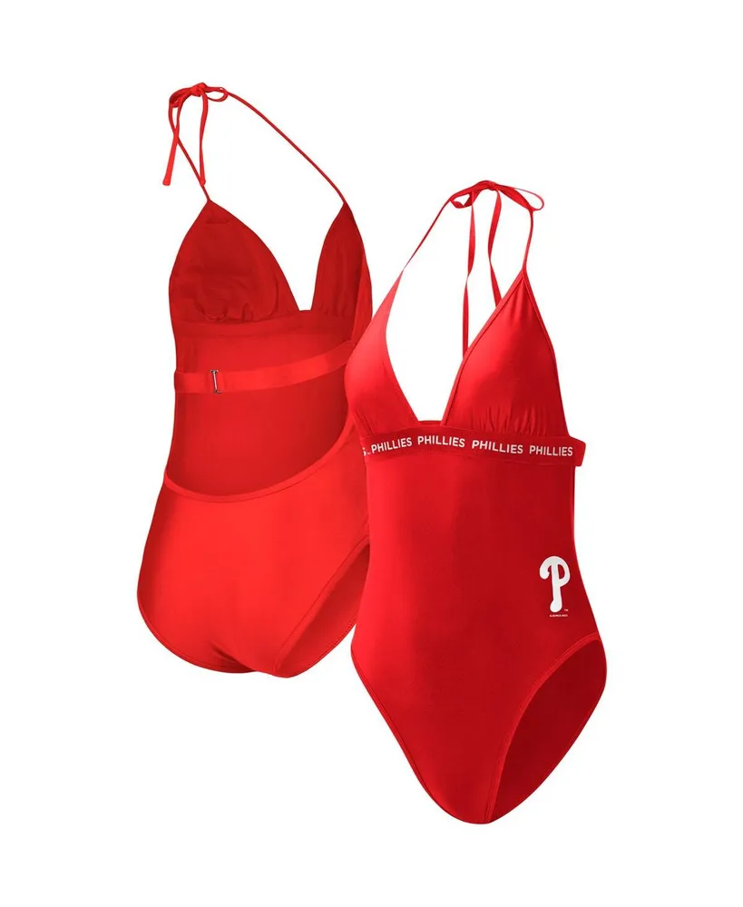 Women's G-iii 4Her by Carl Banks Red Philadelphia Phillies Full Count One-Piece Swimsuit
