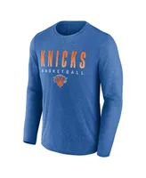 Men's Fanatics Heathered Blue New York Knicks Where Legends Play Iconic Practice Long Sleeve T-shirt