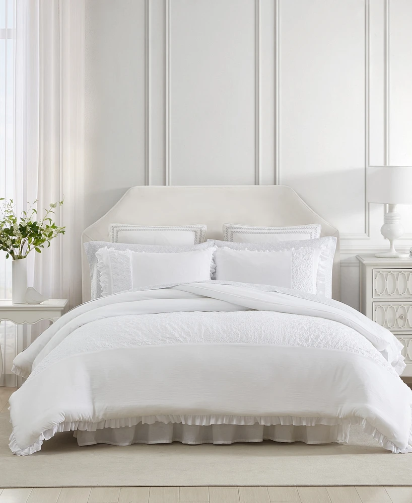 Laura Ashley Eyelet Ruffle Microfiber Piece Comforter Set