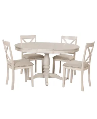 Simplie Fun Modern Dining Table Set For 4, Round Table And 4 Kitchen Room Chairs, 5 Piece Kitchen Table