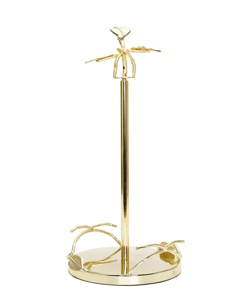 Paper Towel Holder with Leaf Design - Gold