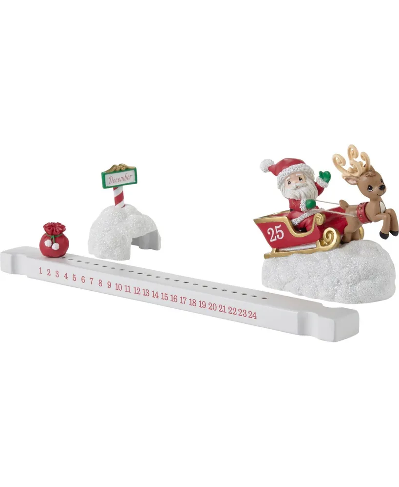 Precious Moments Here Comes Santa Claus Resin, Wood Countdown Calendar