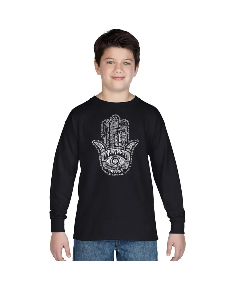 La Pop Art Boys Word Art Long Sleeve - Hamsa