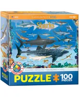 Eurographics Incorporated Smart Kids Collection Sharks Jigsaw Puzzle, 100 Pieces