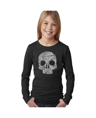 La Pop Art Girls Word Long Sleeve T-Shirt - Flower Skull
