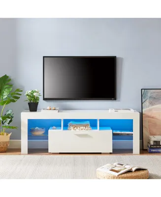 Simplie Fun Modern Tv Stand With Led Lights, High Glossy Front Tv Cabinet Ii