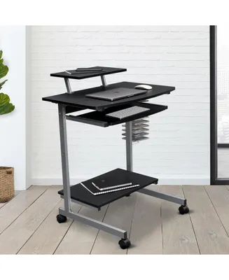 Simplie Fun Compact Computer Cart With Storage, Graphite