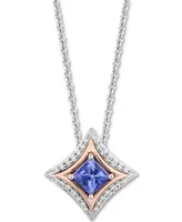 Enchanted Disney Fine Jewelry Tanzanite (1/3 ct. t.w.) & Diamond (1/10 ct. t.w.) Pendant Necklace in Sterling Silver & 10k Rose Gold, 16" + 2" extende