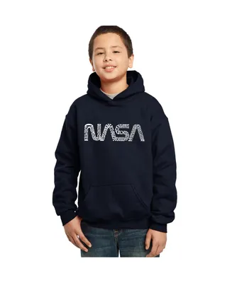 Big Boy's Word Art Hooded Sweatshirt - Worm Nasa