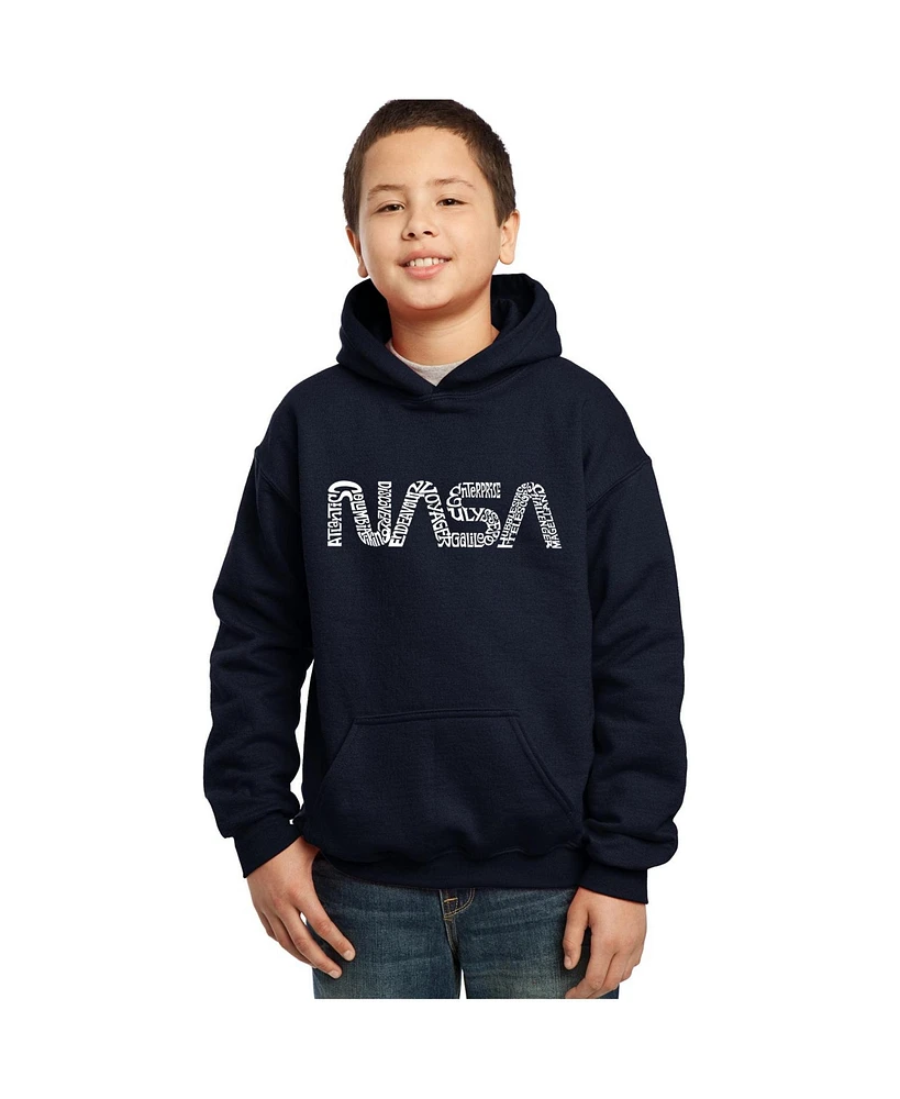 Big Boy's Word Art Hooded Sweatshirt - Worm Nasa