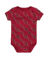 Newborn and Infant Boys Girls Cardinal, Gray Arizona Cardinals Two-Pack Double Up Bodysuit Set