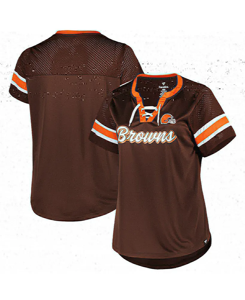 Women's Fanatics Brown Cleveland Browns Plus Original State Lace-Up T-shirt