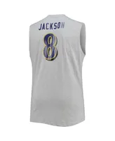 Men's Lamar Jackson Heathered Gray Baltimore Ravens Big and Tall Player Name Number Muscle Tank Top