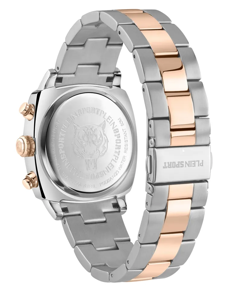 Plein Sport Men's Wildcat Rose Gold-Tone, Silver-Tone Stainless Steel Bracelet Watch 40mm