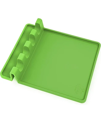 Extra Large Silicone Utensil Rest with Drip Pad for Multiple Utensils