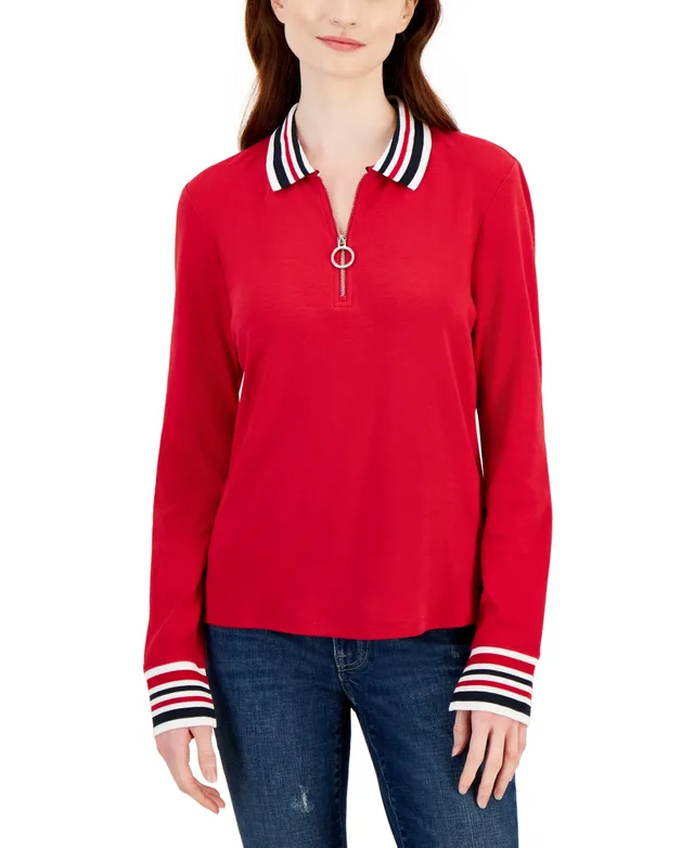 Tommy Hilfiger Women's Striped-Collar Heart-Logo Polo