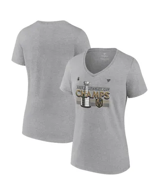 Women's Fanatics Heather Gray Vegas Golden Knights 2023 Stanley Cup Champions Locker Room V-Neck T-shirt
