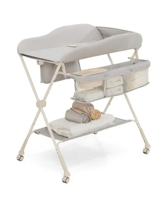 Costway Baby Diaper Changing Table Folding Newborn Nursery Organizer
