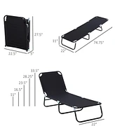 Outsunny Portable Outdoor Sun Lounger, Lightweight Folding Chaise Lounge Chair w/ 5